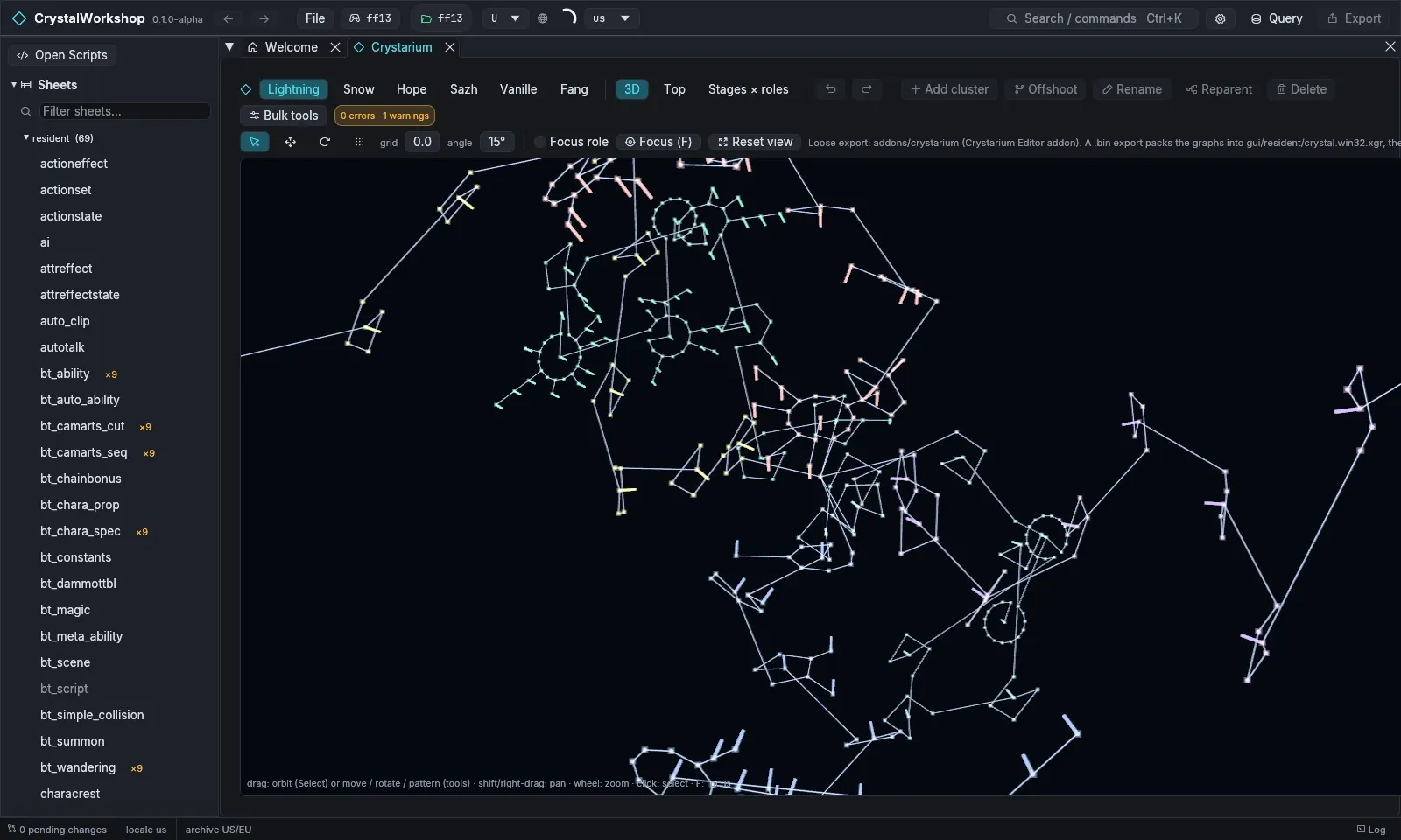 The Crystarium editor (Lightning, 3D)