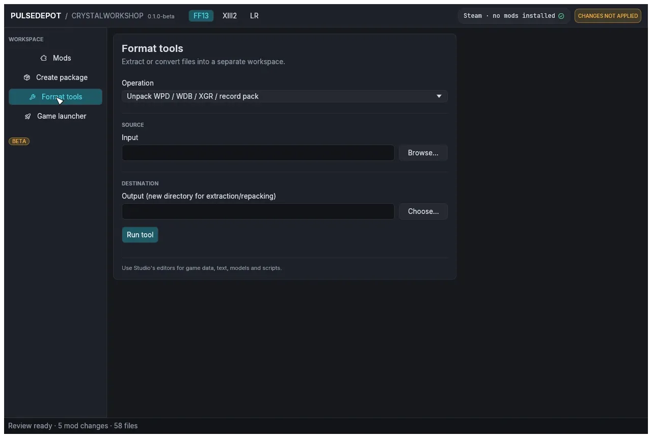 Format tools